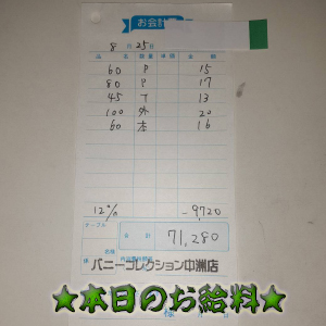 速報！8/25のお給料公開しちゃいます！